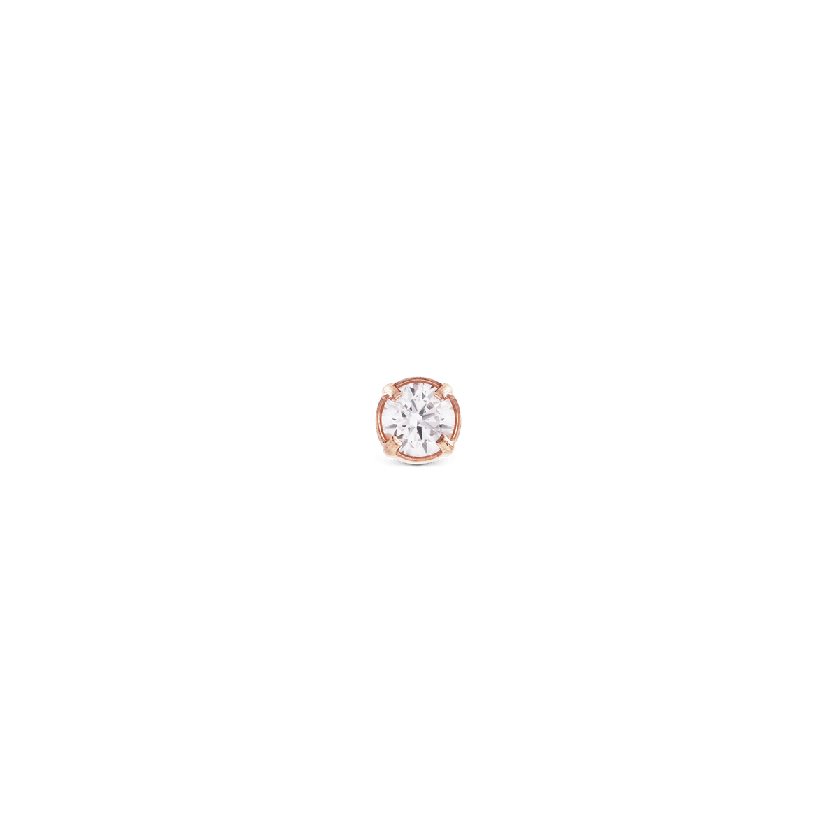 Crystal Stud Rose Gold earring featuring a petite cubic zirconia crystal in a rose gold claw setting, showcasing minimalist design and refined elegance suitable for everyday wear.