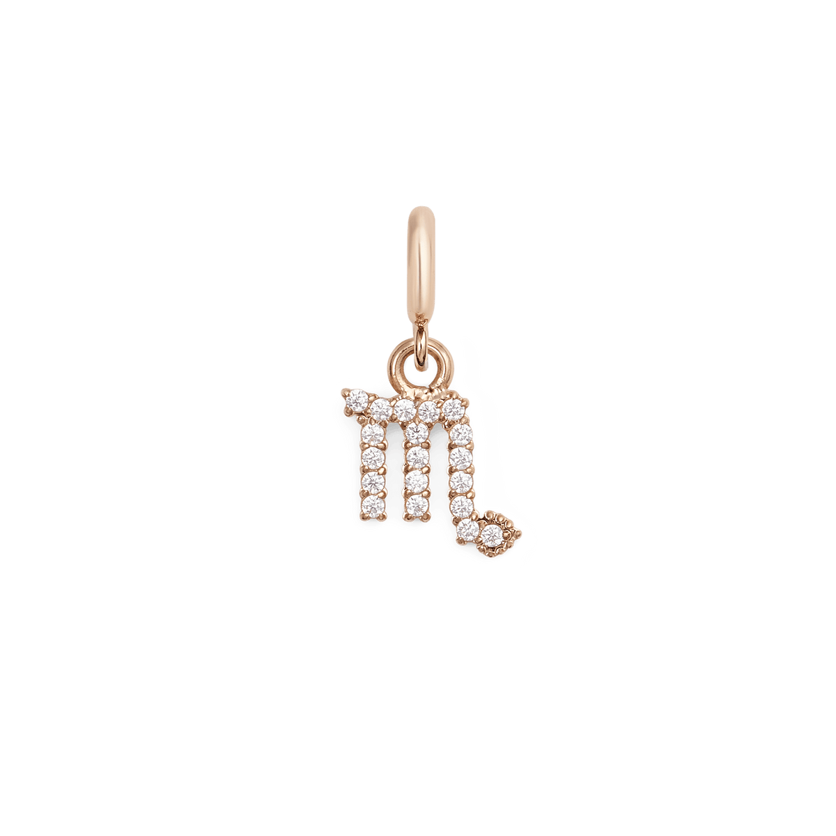 Scorpio zodiac watch charm in rose gold, finished with sparkling cubic zirconia crystals and a modern, minimalist style for Daniel Wellington watches or bracelets.