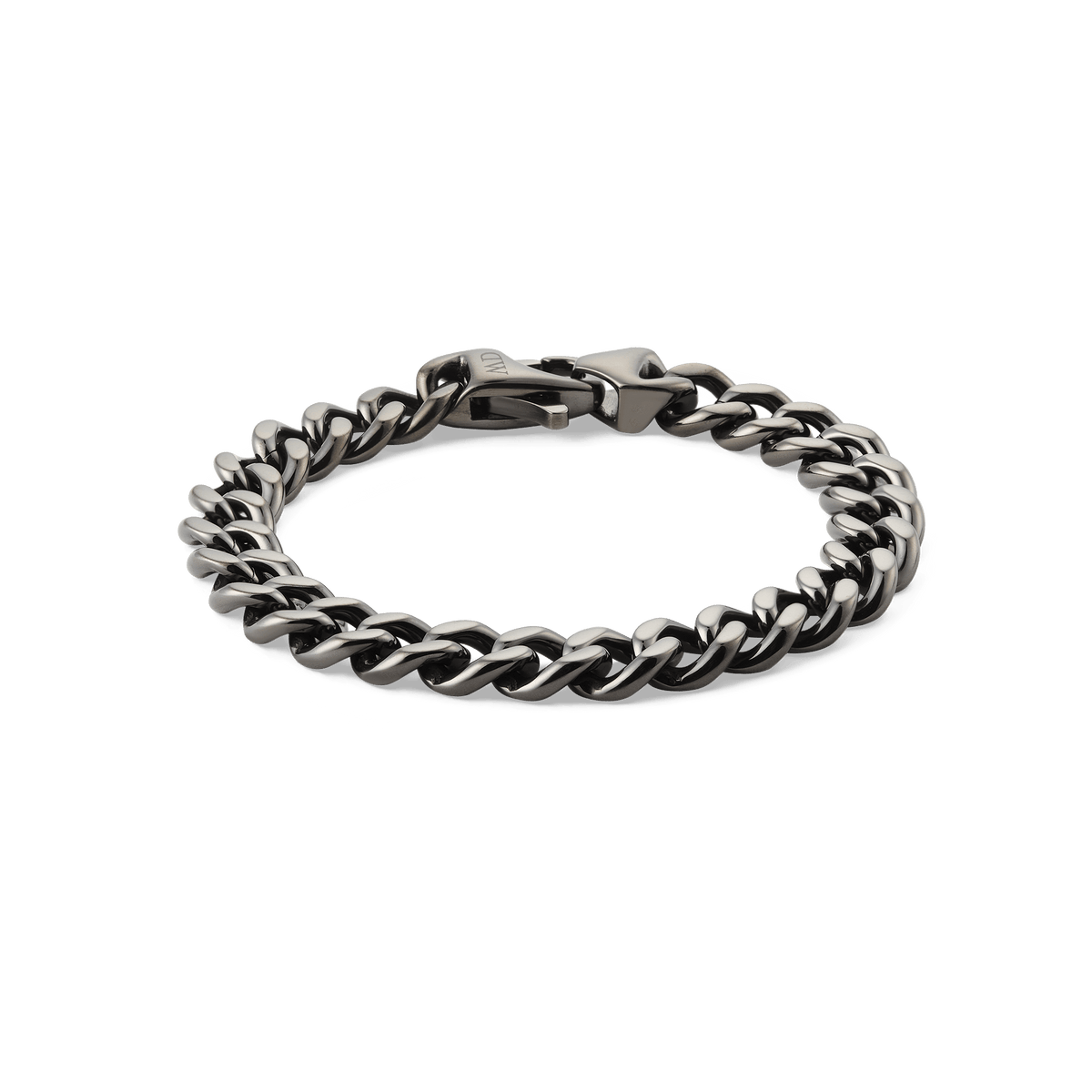 Chunky Ellipse Cuban Chain Bracelet in graphite finish, featuring bold interlocking links and a polished lobster clasp, crafted from 316L stainless steel for a modern, versatile men's accessory.
