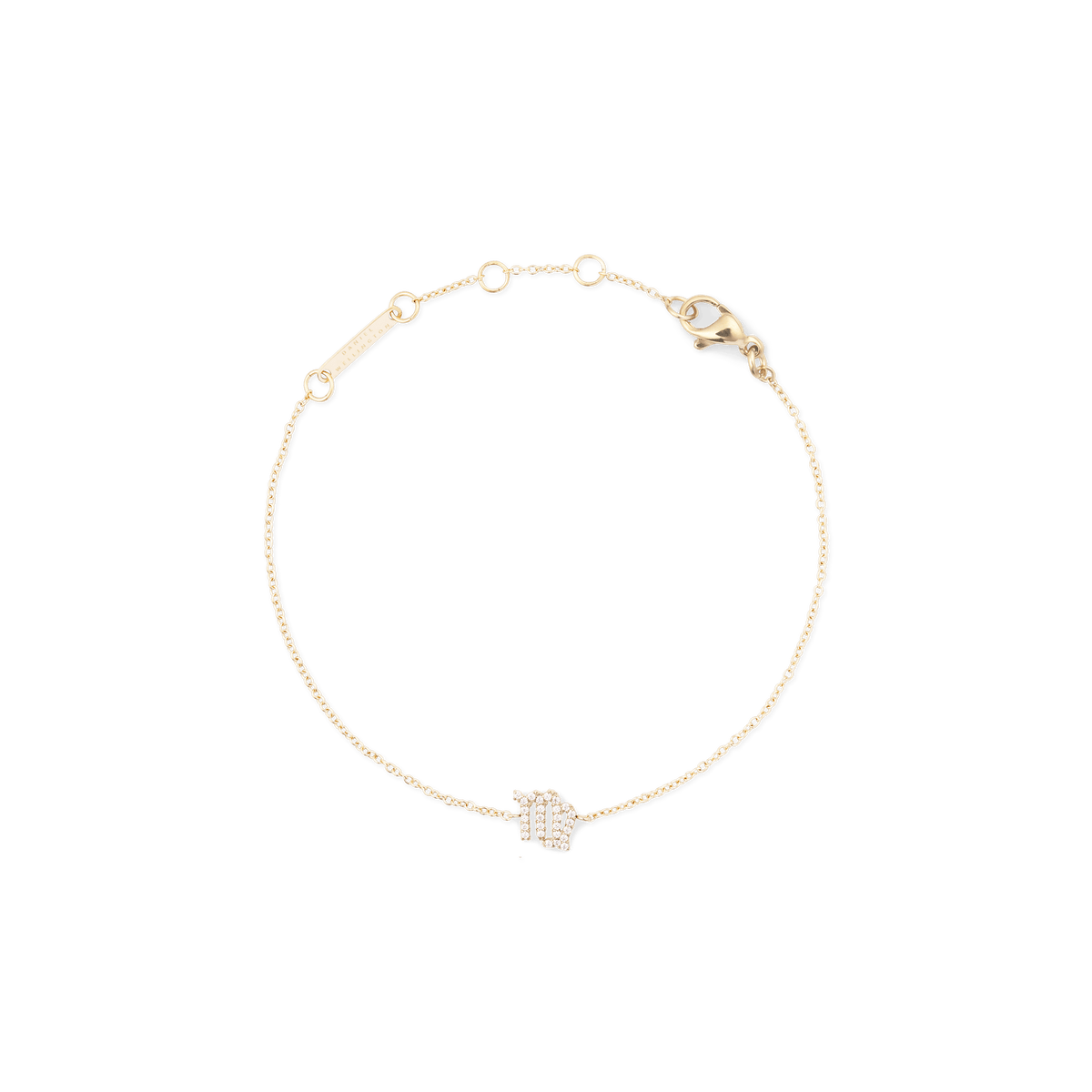 Slim gold chain bracelet with an adjustable clasp, featuring a Virgo zodiac charm set with sparkling crystals for a refined and personal jewellery style.