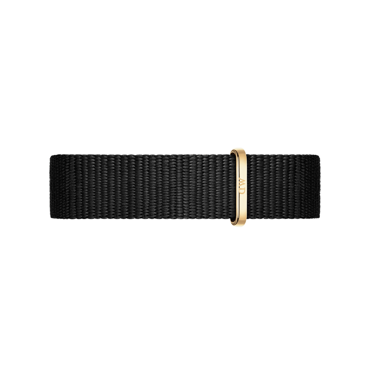 Cornwall Strap Gold showcases a black polyester NATO watch strap with a sleek gold buckle, offering a minimalist and versatile style suitable for both casual and formal wear.