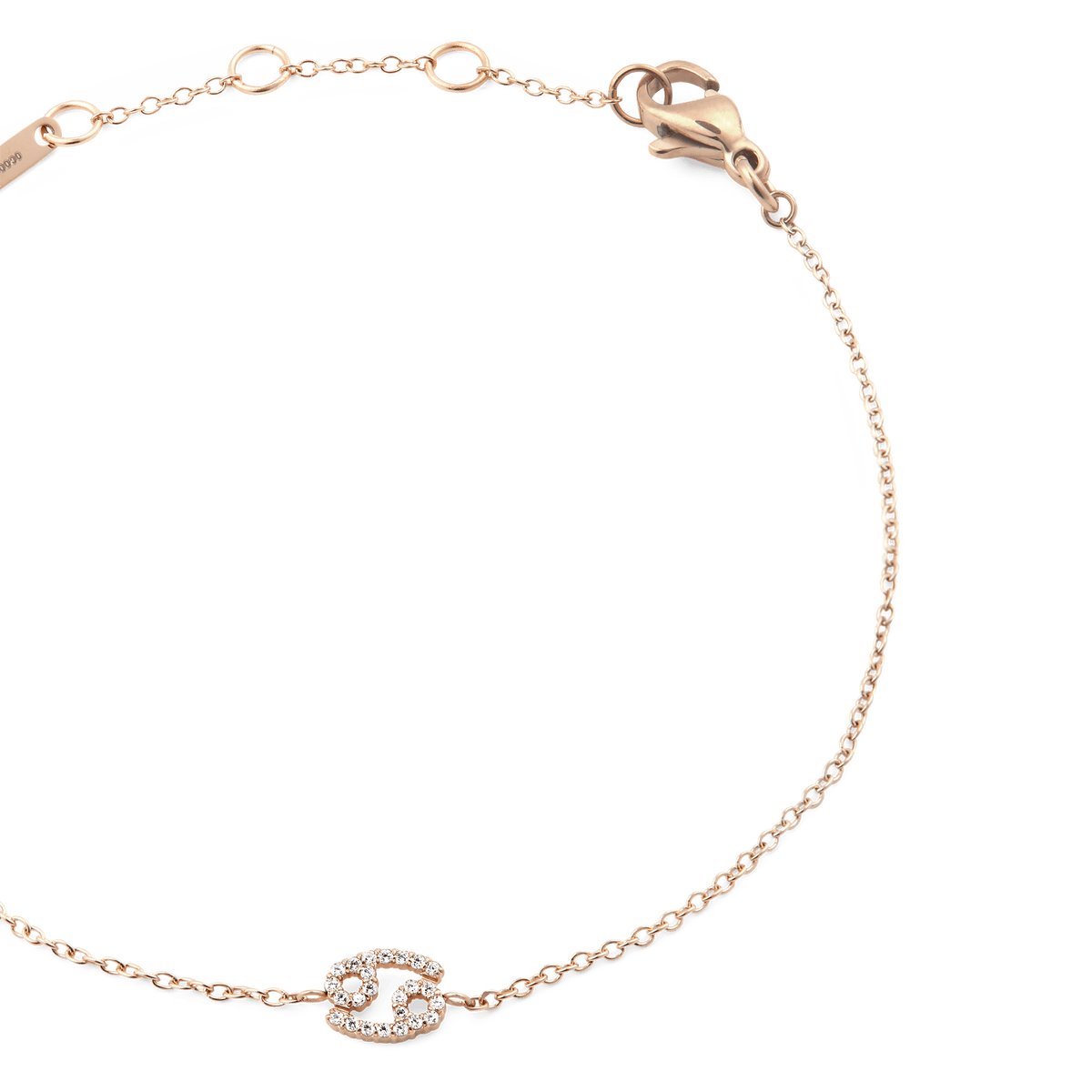 Crystal Zodiac Chain Bracelet Rose Gold featuring a slim adjustable chain and a sparkling zodiac pendant set with crystals, ideal for adding a personalised accent to your jewellery collection.