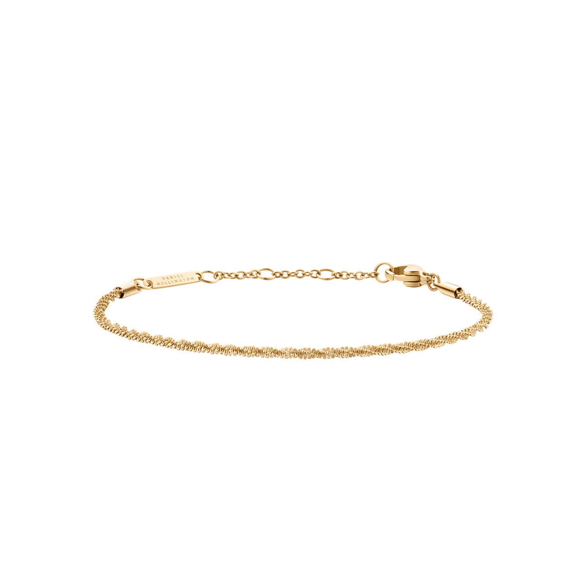Twisted Chain Bracelet G featuring a slim, twisted gold chain design with adjustable links and a secure clasp, crafted from stainless steel with gold PVD plating.