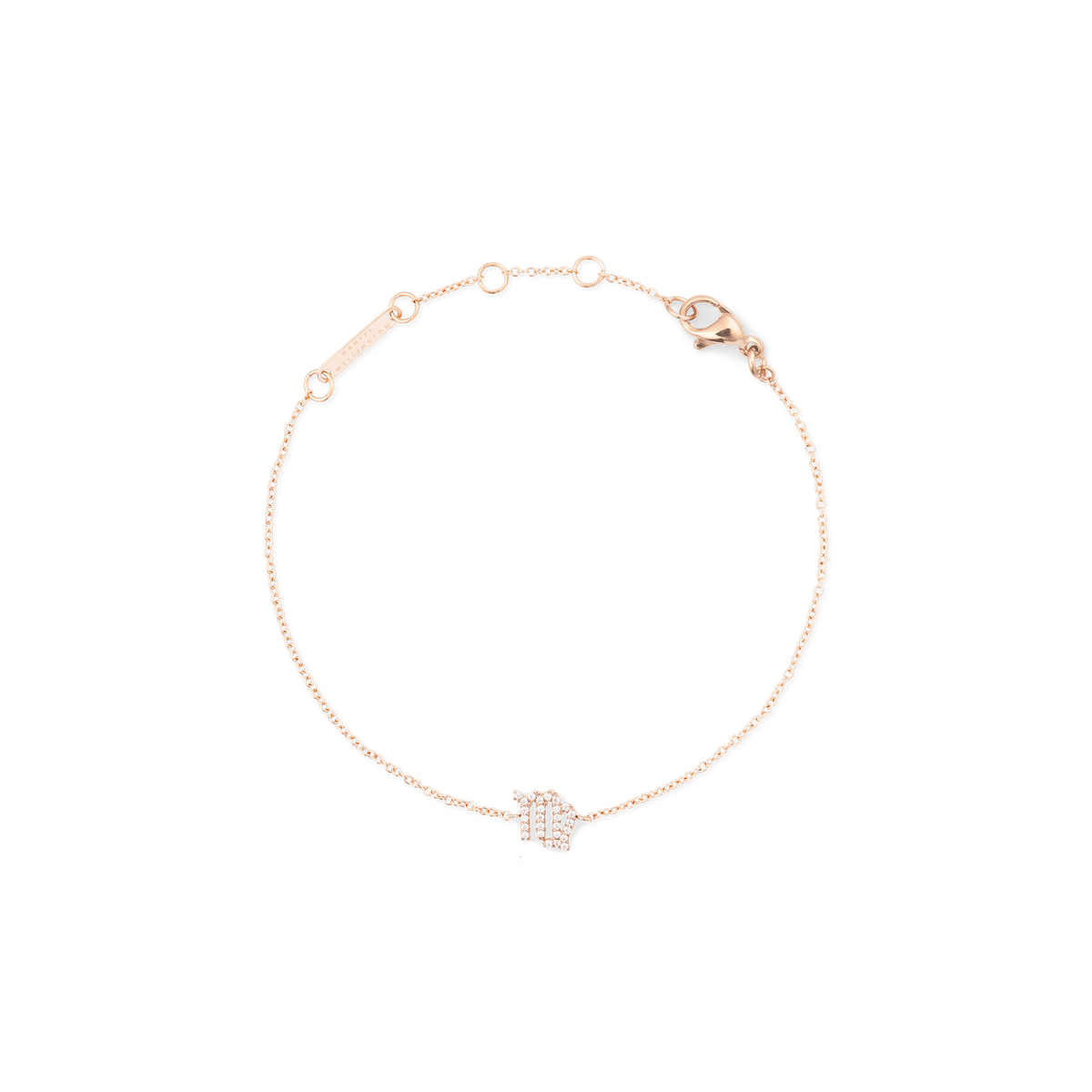 Crystal Zodiac Chain Bracelet Rose Gold with a slim adjustable chain and a sparkling Virgo zodiac pendant, crafted in rose gold for a personalised and elegant jewellery piece.
