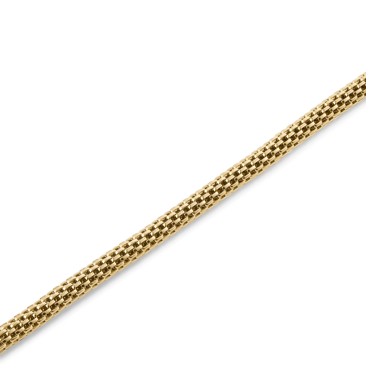 Detail view of the Tide Mesh Bracelet Evergold 2.8 showing its slim gold mesh texture and minimalist design, ideal for layering and everyday wear.