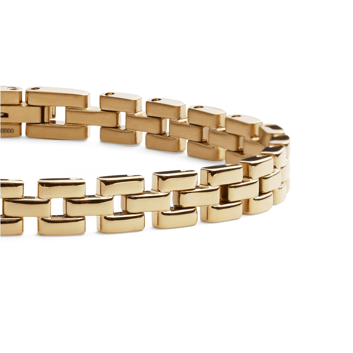 Close-up of the 3-Link Bracelet Gold, highlighting the geometric gold-plated links and smooth, polished finish that give the bracelet its modern, elegant style.
