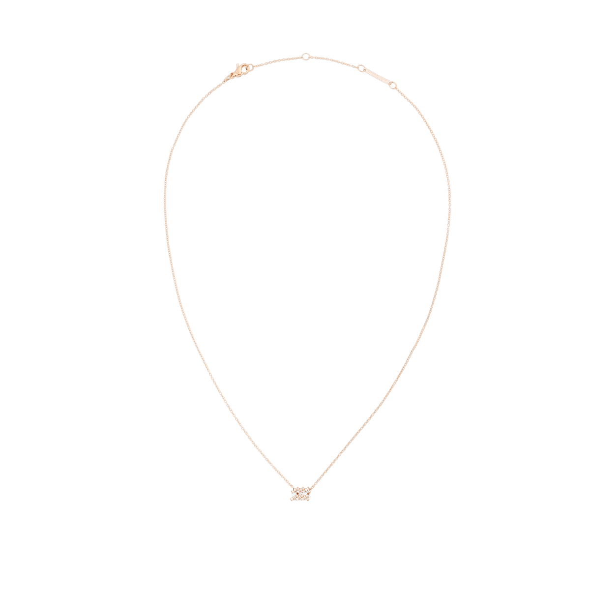 Crystal Zodiac Chain Necklace Rose Gold featuring a fine rose gold chain with an adjustable clasp and a fixed zodiac pendant set with sparkling crystals for a subtle, personalised touch.