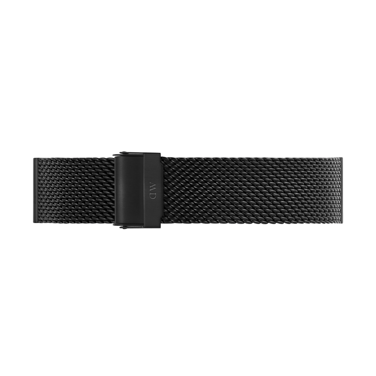 Black Onyx Mesh Strap in 21mm with a fine woven texture, folded clasp, and sleek PVD-coated stainless steel finish, suitable for both classic and modern watches.