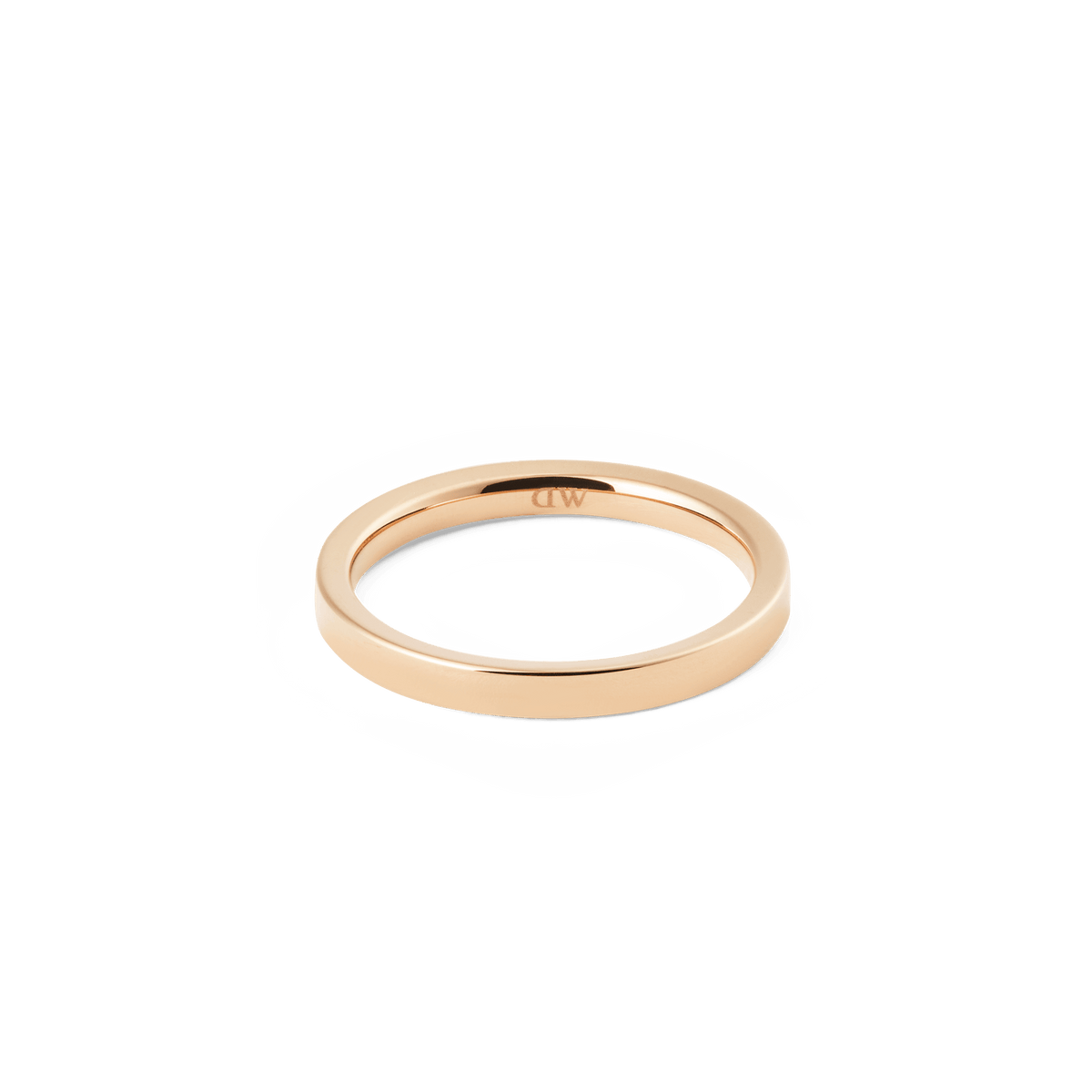 Minimalist Line Ring Polished Rose Gold 2.5mm with a slim, polished band and subtle interior branding, crafted from stainless steel for a modern, versatile look.