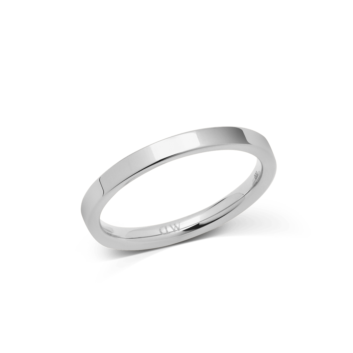 Slim polished silver ring with a minimalist design, featuring clean lines and a mirror-like finish, crafted from 316L stainless steel for durability and comfort.
