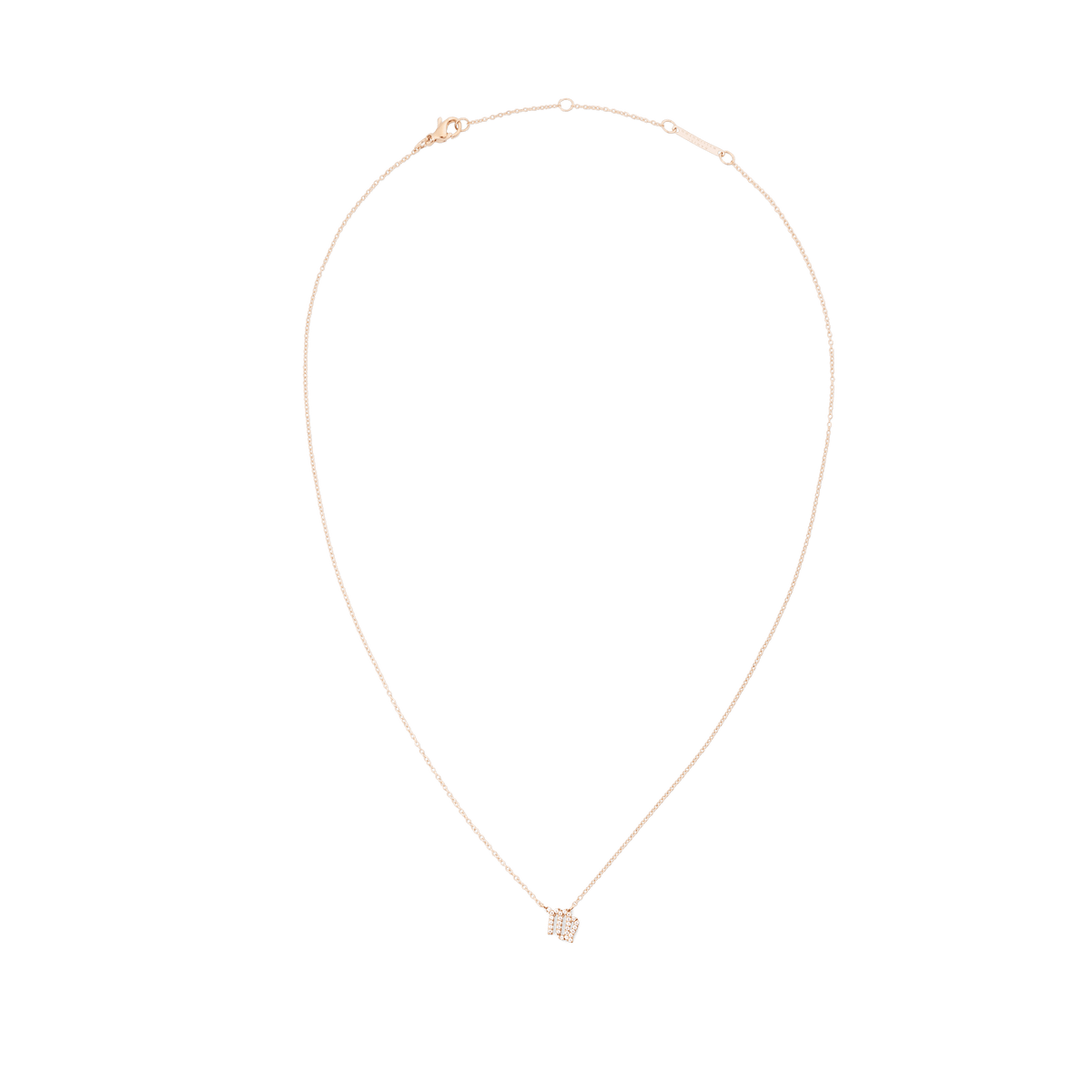Crystal Zodiac Chain Necklace Rose Gold with a fine rose gold chain, adjustable sizing rings, and a Virgo zodiac pendant set with sparkling crystals for a minimalist, modern style.