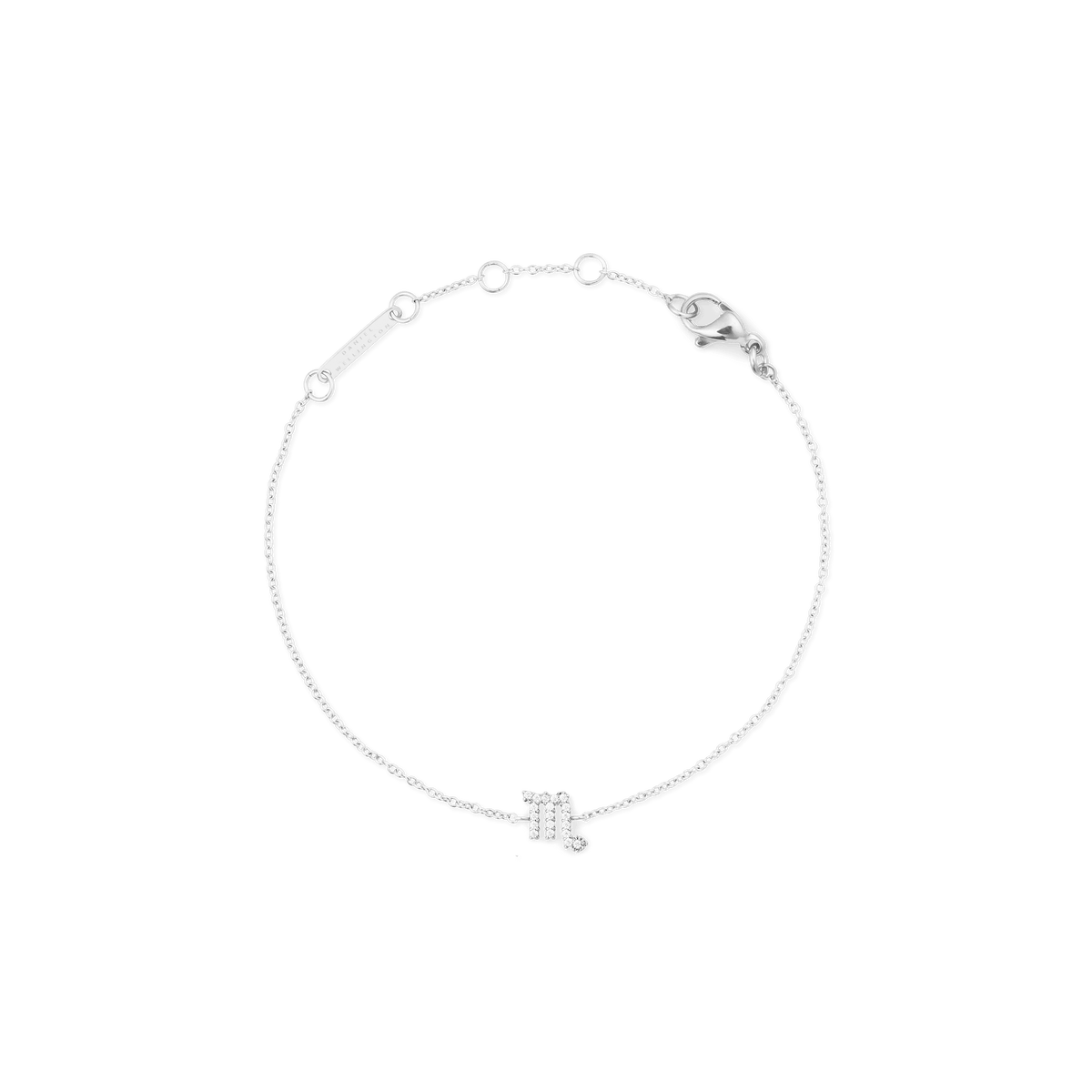 Crystal Zodiac Chain Bracelet Silver featuring a fine adjustable chain and a Scorpio zodiac charm set with sparkling crystals, finished with a secure lobster clasp.