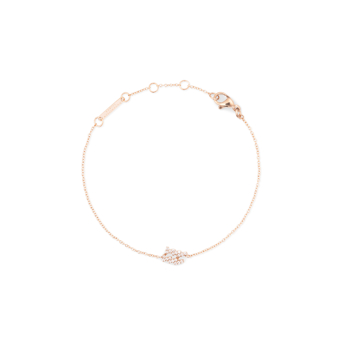 Crystal Zodiac Chain Bracelet Rose Gold with a fine rose gold chain, adjustable sizing rings, and a sparkling crystal zodiac pendant for a subtle and personalised jewellery accent.
