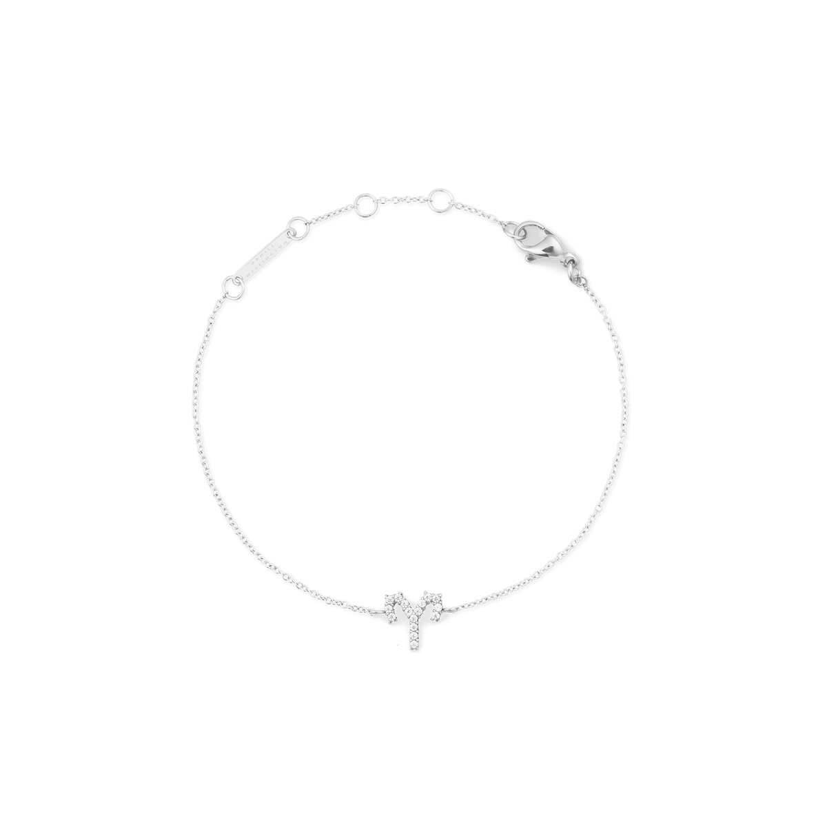 Crystal Zodiac Chain Bracelet Silver with a fine adjustable chain and an Aries zodiac charm set with sparkling crystals, finished with a secure lobster clasp.