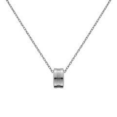 Elan Necklace Silver with a polished silver ring pendant on a fine adjustable chain, crafted from 316L stainless steel for a minimalist and modern look.