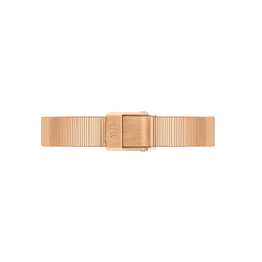 Rose gold piano link mesh strap of the Quadro Studio Green Rose Gold ladies watch, featuring an adjustable clasp for a secure and comfortable fit.