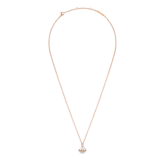 Aspiration Necklace Rose Gold Satin White with an adjustable rose gold chain and a round satin white ceramic pendant framed by a rose gold plated band, offering a minimal and elegant look.