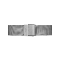 Sterling Strap Silver mesh watch strap in stainless steel, featuring a polished silver finish and a secure fold-over clasp, suitable for both casual and formal wear.