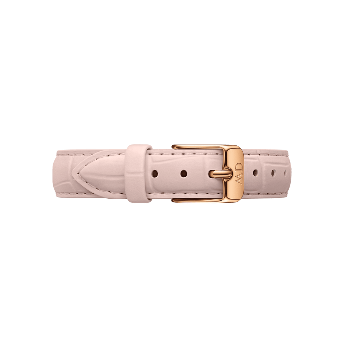 Rouge Strap Rose Gold features a soft pink genuine leather band with a pressed crocodile pattern and a polished rose gold buckle, offering a refined and modern look for your watch.