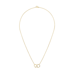 Classic Lumine Unity Gold necklace with an adjustable gold chain and minimalist interlocking rings pendant, displayed in a full view against a plain background.