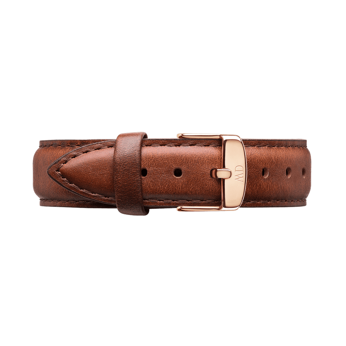 St Mawes Strap Rose Gold displays a rich brown genuine leather watch strap with a smooth finish, highlighted by a rose gold buckle and precise stitching for a refined, timeless style.