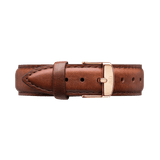 St Mawes Strap Rose Gold displays a rich brown genuine leather watch strap with a smooth finish, highlighted by a rose gold buckle and precise stitching for a refined, timeless style.