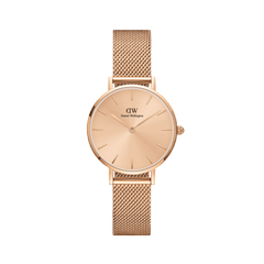 Petite Unitone Rose Gold watch with a minimalist rose gold dial and matching mesh strap, featuring a sleek round case and refined finish suitable for everyday wear.
