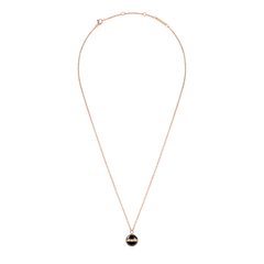 Aspiration Necklace Rose Gold Black featuring an adjustable rose gold chain and a spherical black ceramic pendant with a rose gold plated band, designed for a contemporary and elegant finish.
