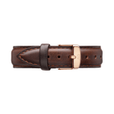 Bristol Strap Rose Gold featuring dark brown genuine leather with contrast stitching and a rose gold buckle, designed for a refined and versatile watch upgrade.