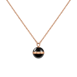 Rose gold chain necklace featuring a polished black ceramic pendant with a rose gold plated band, showcasing a minimal and modern design ideal for both everyday wear and special occasions.