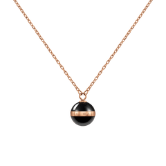 Rose gold chain necklace featuring a polished black ceramic pendant with a rose gold plated band, showcasing a minimal and modern design ideal for both everyday wear and special occasions.