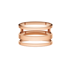 Minimalist rose gold ring featuring three parallel bands and an open structure, designed for modern style and everyday comfort.