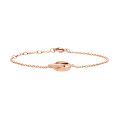 Rose gold Classic Unity Lumine bracelet featuring a slim adjustable chain, intertwined rings, and sparkling crystals, crafted from stainless steel and designed for everyday elegance.