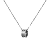 Polished silver necklace featuring a minimalist ring pendant on a fine adjustable chain, crafted from 316L stainless steel for a sleek and timeless look.