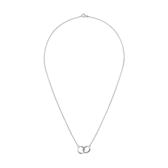 Elan Unity Necklace Silver featuring a fine chain and two interlocked polished rings as a pendant, designed for a minimalist and elegant look.