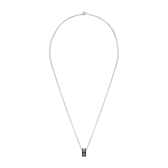Emalie Necklace Silver Black features a fine adjustable silver chain with a bold black enamel pendant, combining minimalist style with a modern edge for versatile everyday wear.