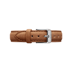 Durham Strap Silver genuine leather watch strap in light brown with detailed stitching and a polished silver buckle, suitable for both men’s and women’s watches.