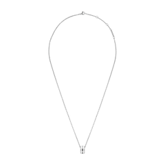 Minimalist silver chain necklace with an adjustable length, featuring a satin white enamel pendant that offers a polished and versatile style suitable for everyday wear.