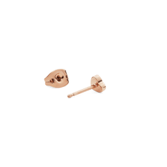 Heart Stud Rose Gold earring shown with its butterfly backing, highlighting the petite heart shape and polished rose gold finish, suitable for sensitive ears and everyday wear.