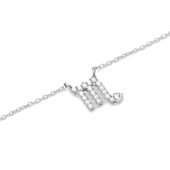 Crystal Zodiac Chain Necklace Silver featuring a Scorpio zodiac pendant crafted in silver and embellished with hand-set crystals, suspended on a fine silver chain.