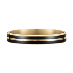 Polished gold and black enamel Emalie Infinite Gold Black bracelet with minimalist design and engraved Daniel Wellington branding, crafted from stainless steel for a refined, modern look.