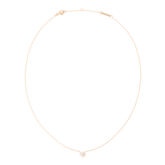 Delicate rose gold necklace featuring a fine chain and a small star-shaped pendant set with sparkling white cubic zirconia stones, designed to sit elegantly on the collarbone.