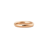 Polished rose gold band ring with a softly rounded 3.5mm profile, crafted from stainless steel and finished with a subtle inner logo, ideal for everyday or formal wear.