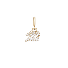 Gold zodiac watch charm featuring the Aquarius symbol, set with sparkling cubic zirconia crystals and a polished finish, designed for stacking or adding to a charm bracelet.