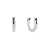 A pair of Arch Earring Silver 9mm hoop earrings crafted from polished stainless steel, featuring a minimalist curved design with a slim 2.5 mm profile and secure pin closure.