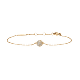 Delicate gold Pavé Crystal Pendant Bracelet featuring a sphere-shaped pendant set with sparkling cubic zirconia crystals, adjustable chain and secure lobster clasp.