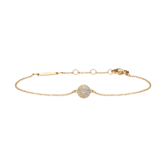 Delicate gold Pavé Crystal Pendant Bracelet featuring a sphere-shaped pendant set with sparkling cubic zirconia crystals, adjustable chain and secure lobster clasp.