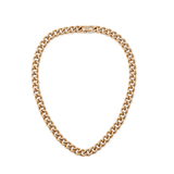 Chunky Chain Necklace Rose Gold featuring bold, rounded links in a polished rose gold finish, designed to sit at the collarbone with a secure fold-over clasp for a modern, statement look.