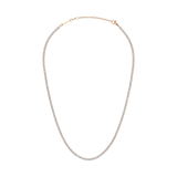 Classic Tennis Necklace Rose Gold featuring a delicate rose gold chain with individually set sparkling stones, designed with an adjustable clasp for a comfortable fit and versatile styling.