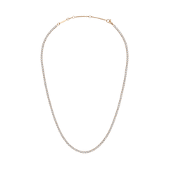 Classic Tennis Necklace Rose Gold featuring a delicate rose gold chain with individually set sparkling stones, designed with an adjustable clasp for a comfortable fit and versatile styling.